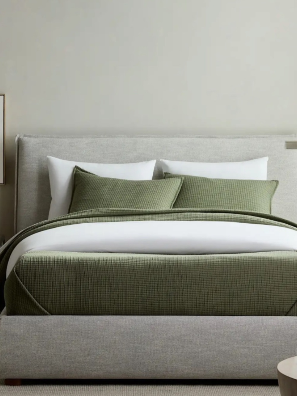 ribbed cotton sham set Olive Green Standard Queen - Picture 4 of 4